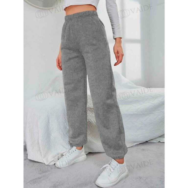 Calça Moletom Confortável Peluciada Sem Estampa 