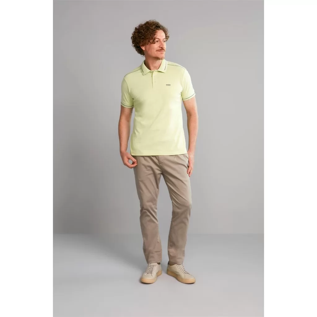 Polo Manga Curta Premium Piquet Slim Fit – Verde Pistache