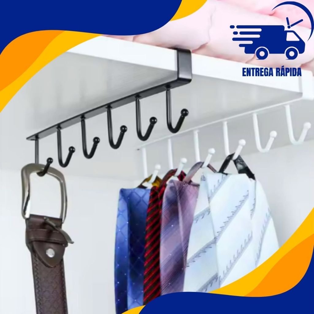 1 Suporte De Metal Porta Xícaras Canecas Utensílios Em Geral Para Pendurar No Armário