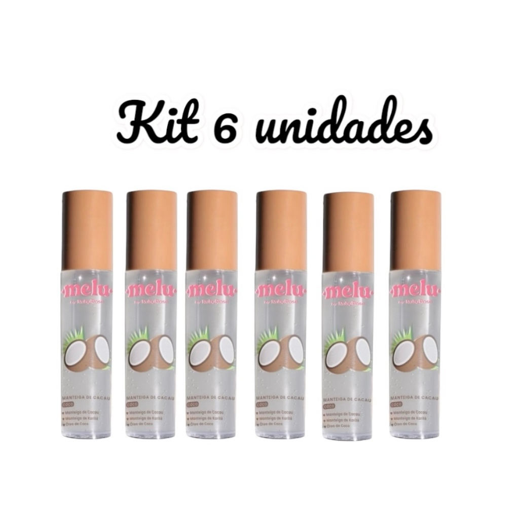 Kit 6 unidades Manteiga De Cacau Coco Roll-on Hidratante Melu by Ruby Rose 5,5ml – RR7800