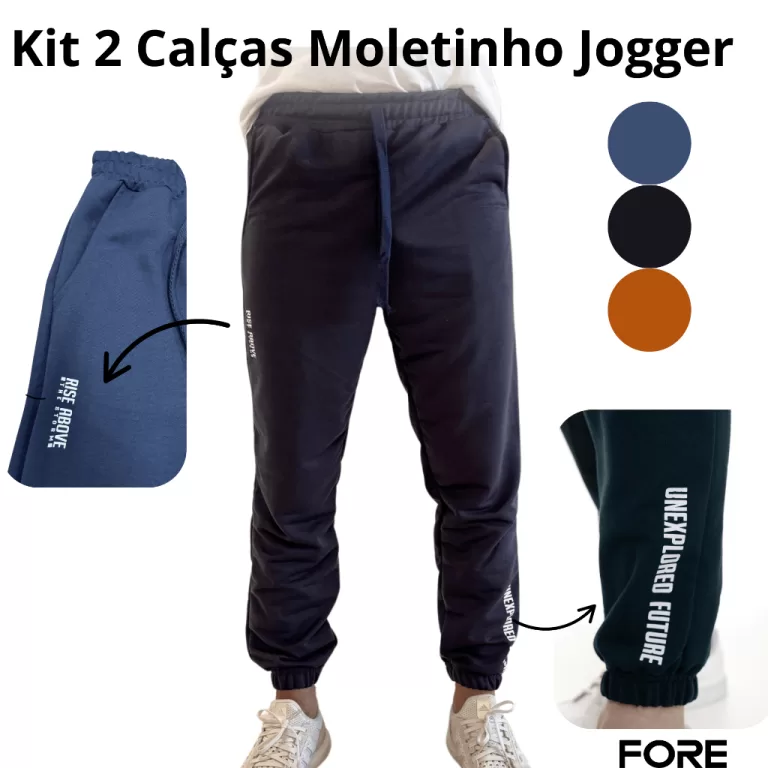 Kit 2 Calças Moletom Masculina Moletinho Jogger c