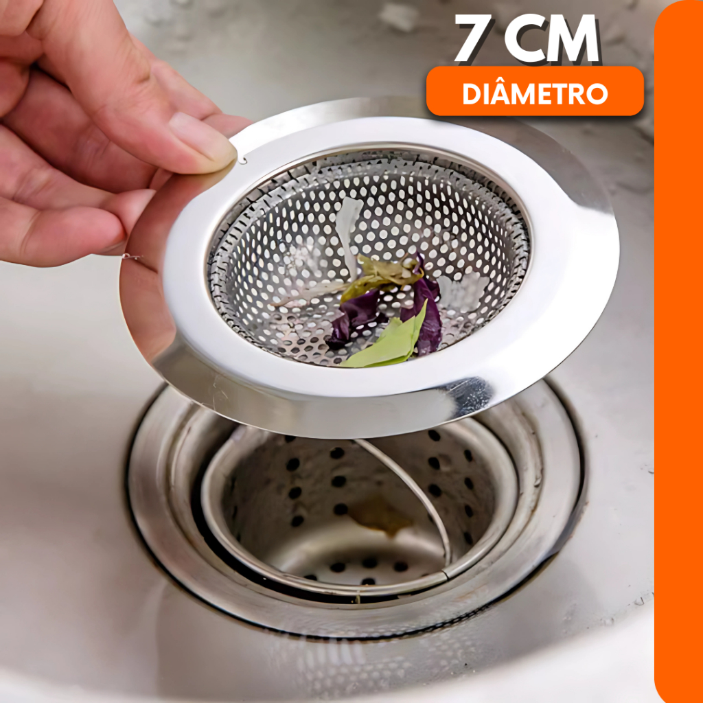 Ralo Para Pia Aço Inox Com Borda Ralinho Cuba 7 CM