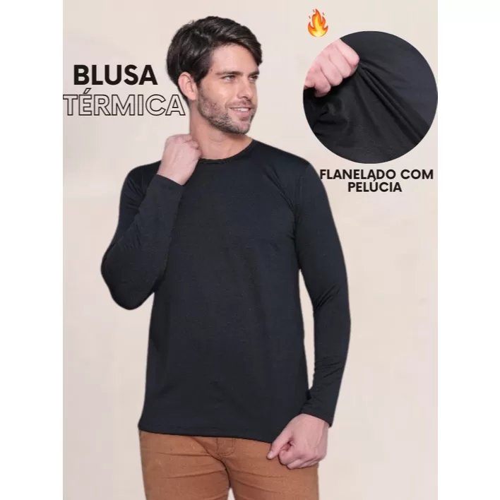 Camisa Térmica Masculina Flanelada Segunda Pele G
