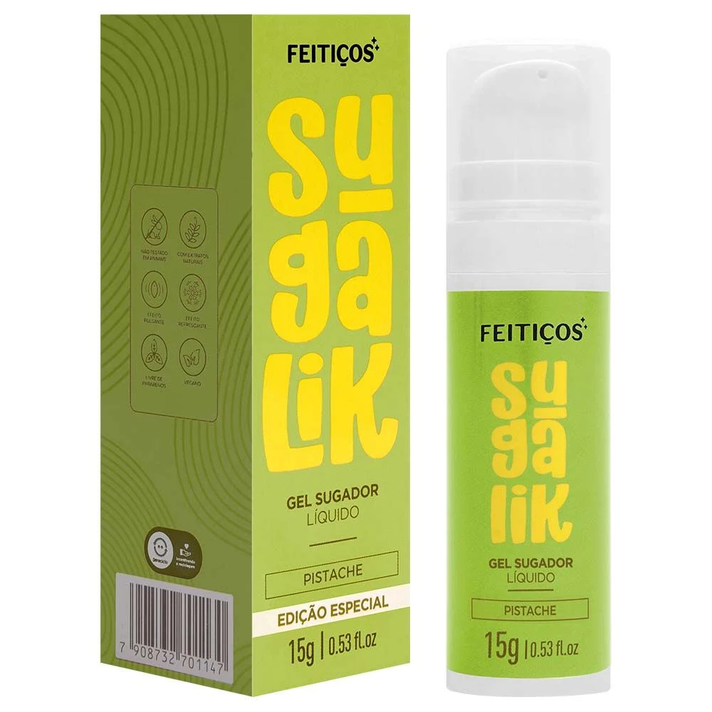 Sugalik Pistache 15g Creme Vaginal Gel Pulsador e Sugador Líquido para Sensações Intensificadas