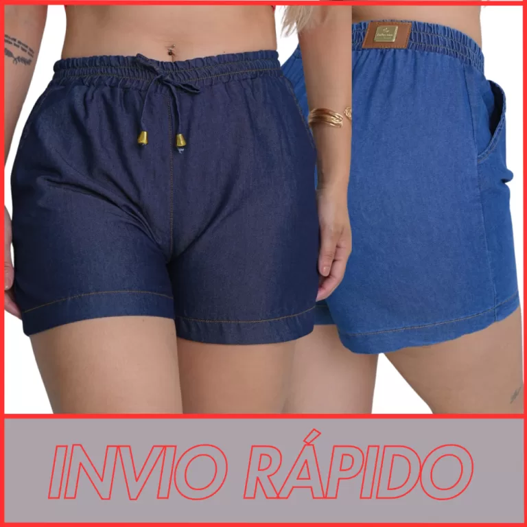 short casual feminino soltinho denin bermuda femin