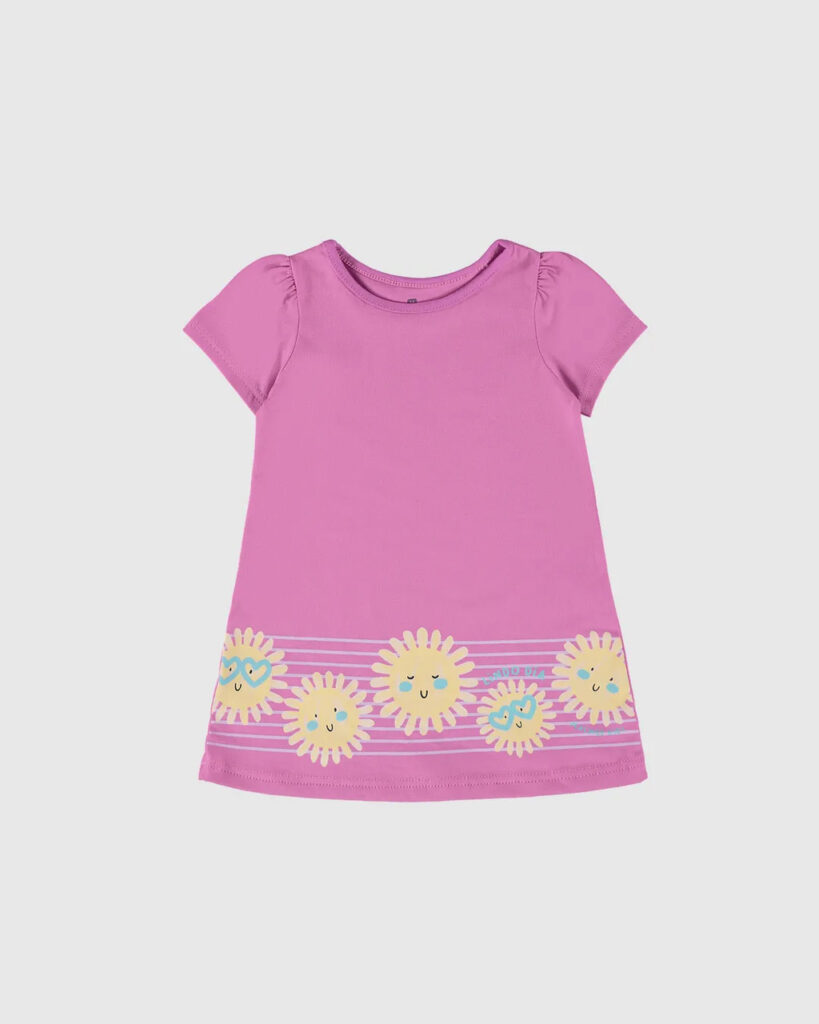 Vestido infantil Beb manga curta Lindo Dia em algodão da Malwee Kids