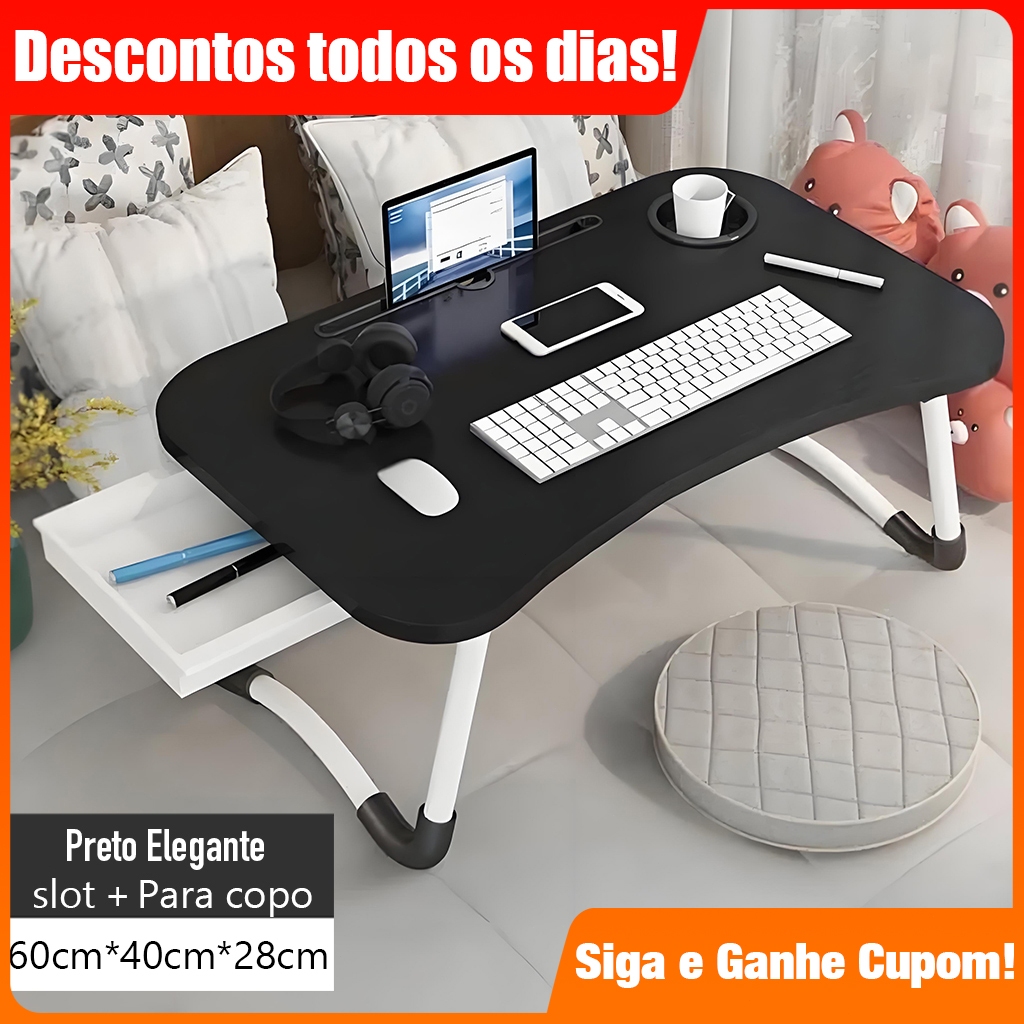 Portátil Mesa Dobrável Articulada em Mdf Suporte para Laptop Cama Estudo Porta Tablet Para Notebook