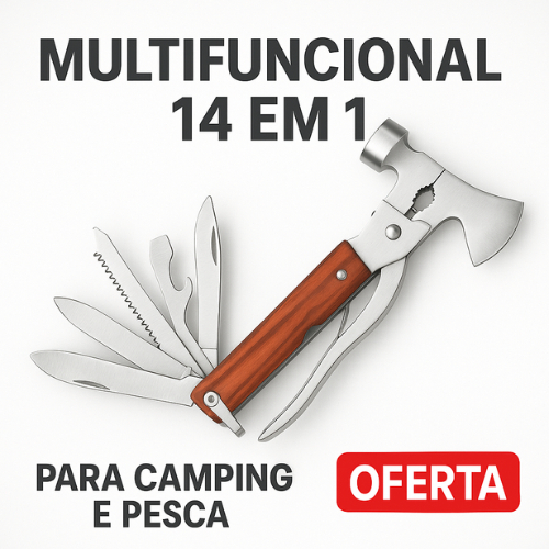Martelo Multifuncional Tático 14 em 1 Machadinha 