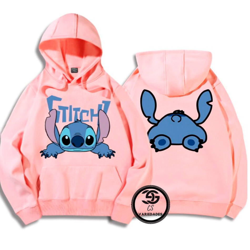 Moletom Lilo Stitch Adulto e Infantil Kids Unissex Com Capuz Canguru Estampado Frente e Costas Blusa