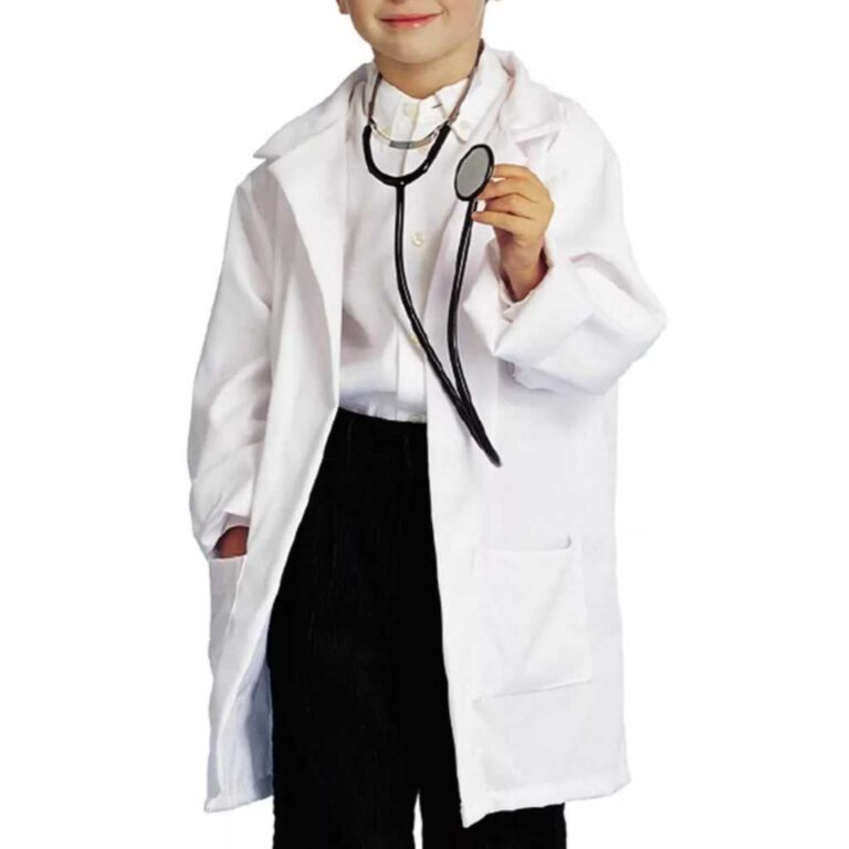 Jaleco infantil unissex branco manga longa com bot