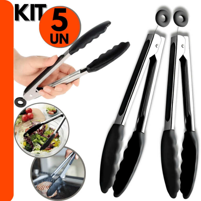 5 Kit Un Pegador De Silicone e Inox Para Carne, Ch