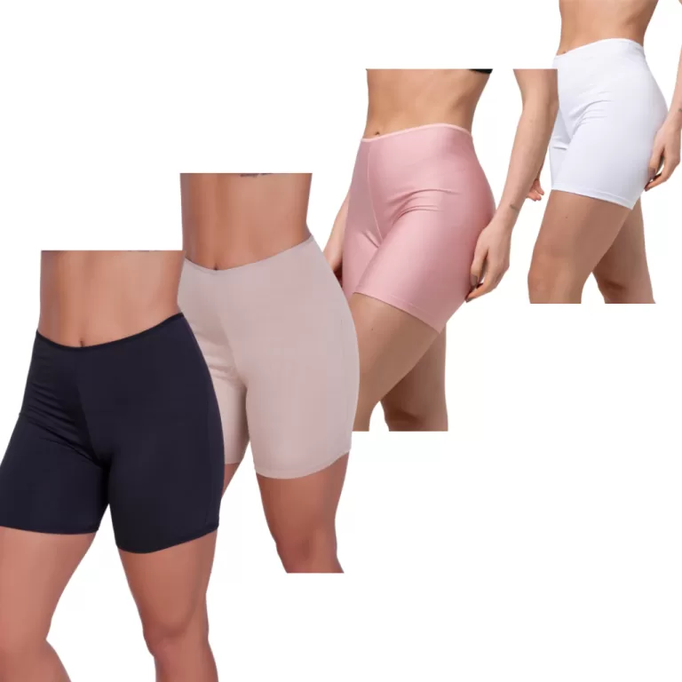 Kit 4 Short Segunda Pele Anágua Cintura Alta Ling