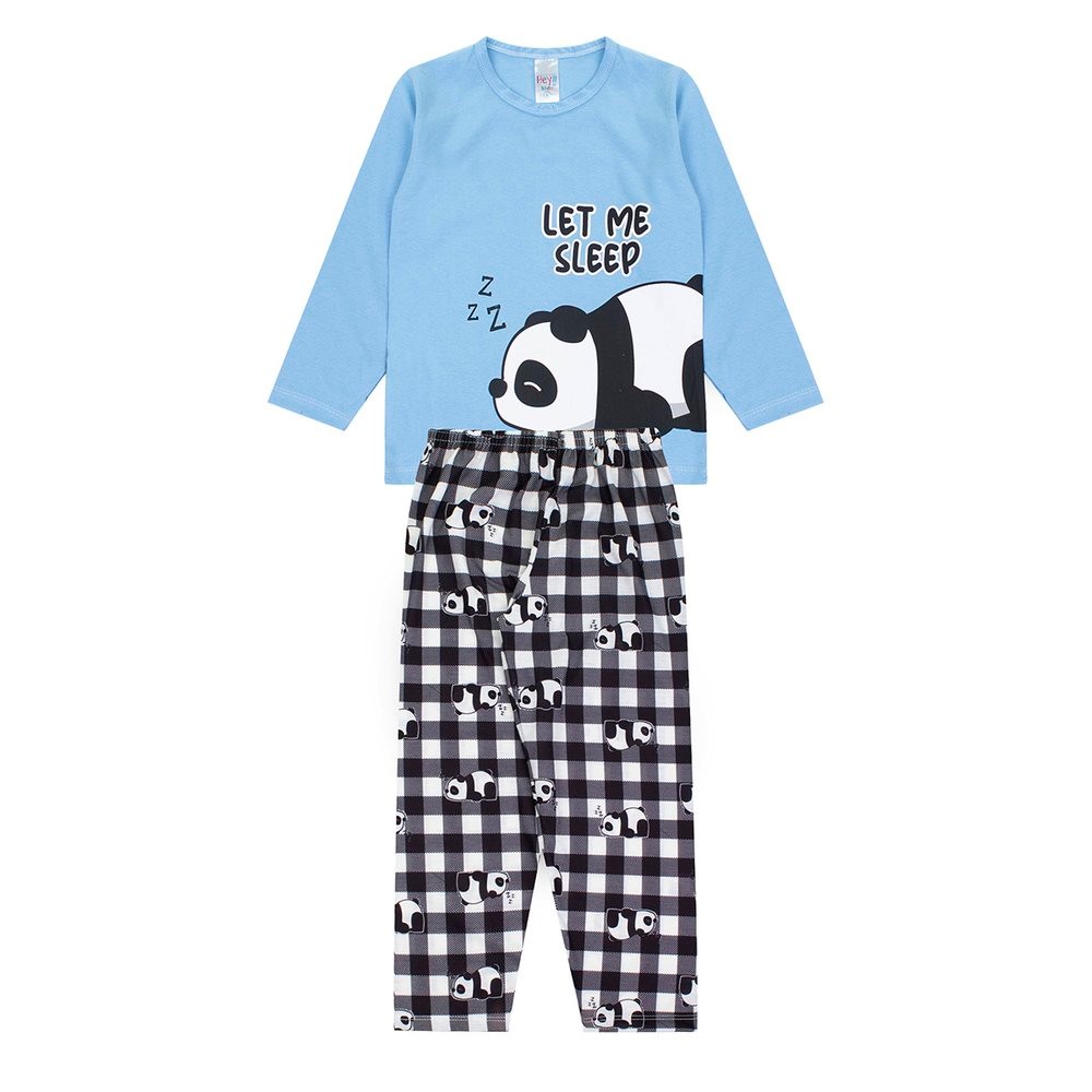 Pijama Infantil Masculino Inverno Let Me Sleep – Hey Kids Azul Claro