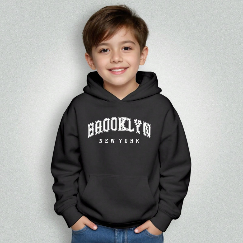 Blusa Moletom Infantil Menino Menina Bolso Canguru Capuz Brooklyn Street 128 Premium Envio Imediato