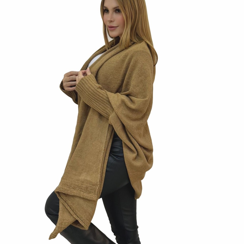 Cachecol Echarpe Blusa Capa com Punhos De Tricô Mousse