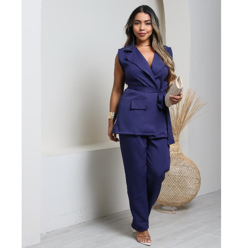 Conjunto Feminino Social Colete e Calça Alfaiataria Clássico Elegante