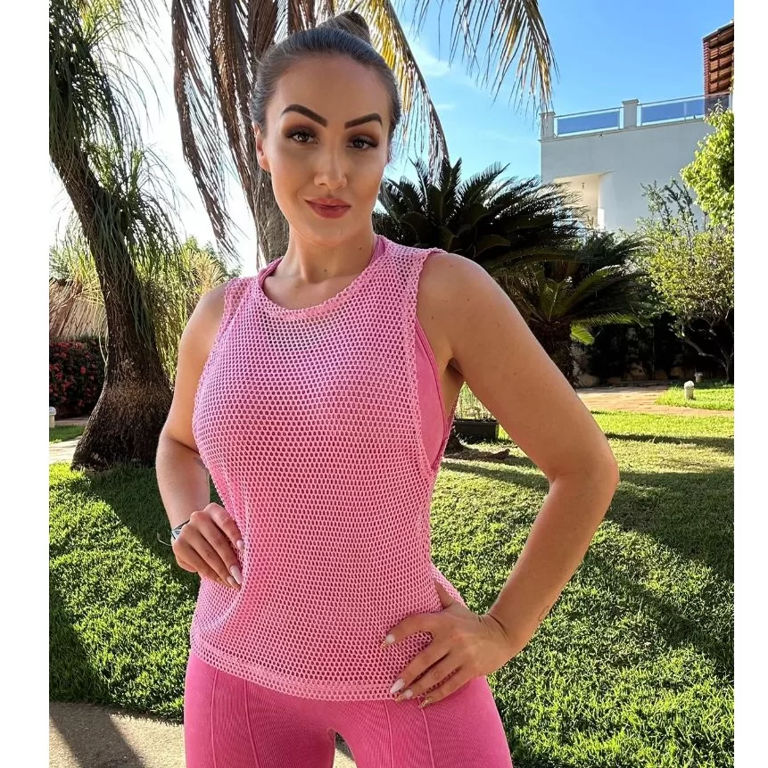 Regata Feminina Arrastão Blusa Fitness Academia Regata Cavada Leve