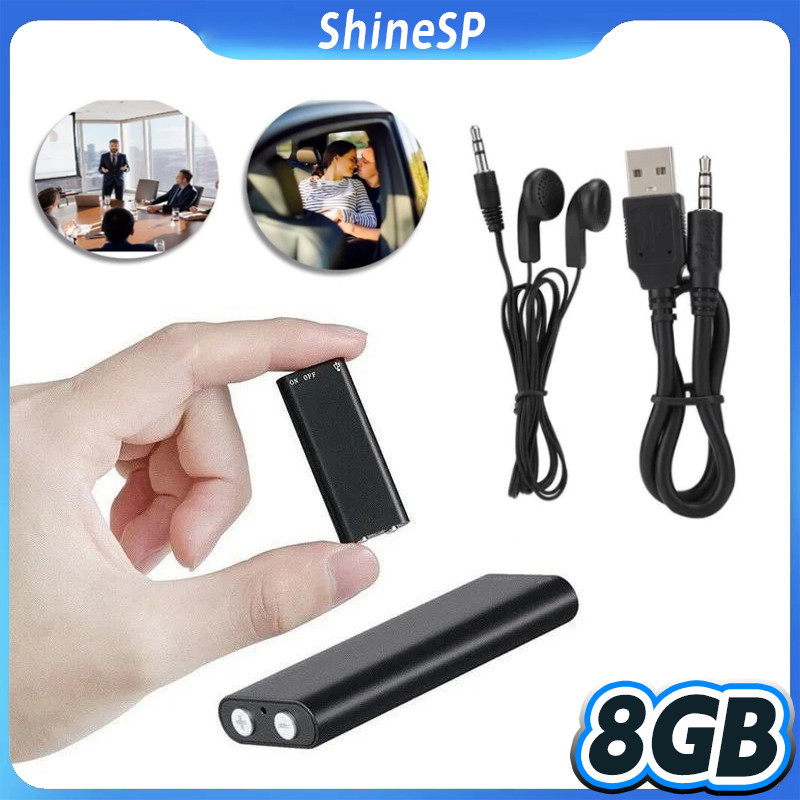 Gravador De Voz Profissional De 8GB Mini Dictafone De Áudio Digital- Micro Escuta Profissional