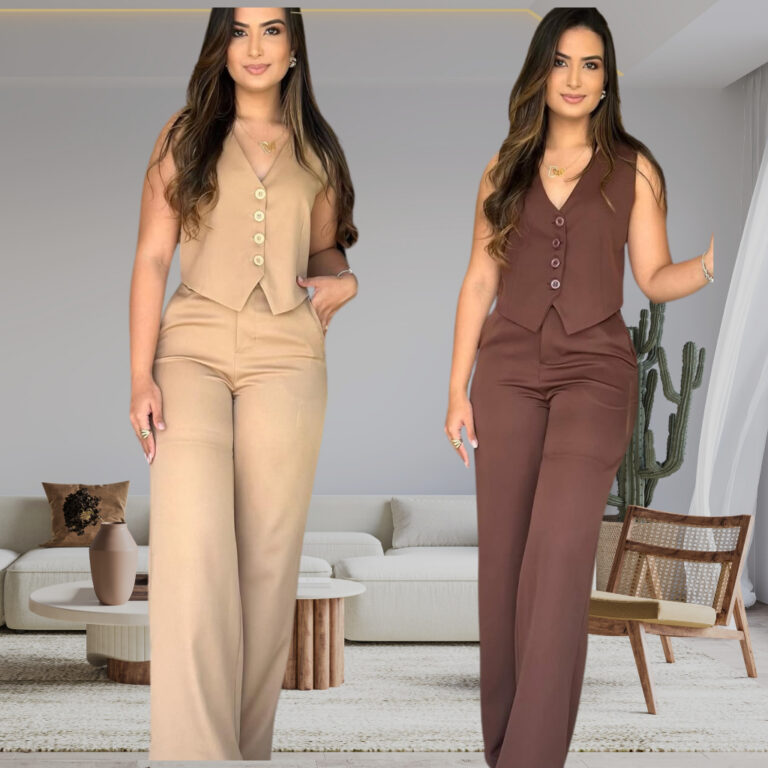 CONJUNTO  FEMMININO  COLETE e CALÇA  ALFAIATARIA 