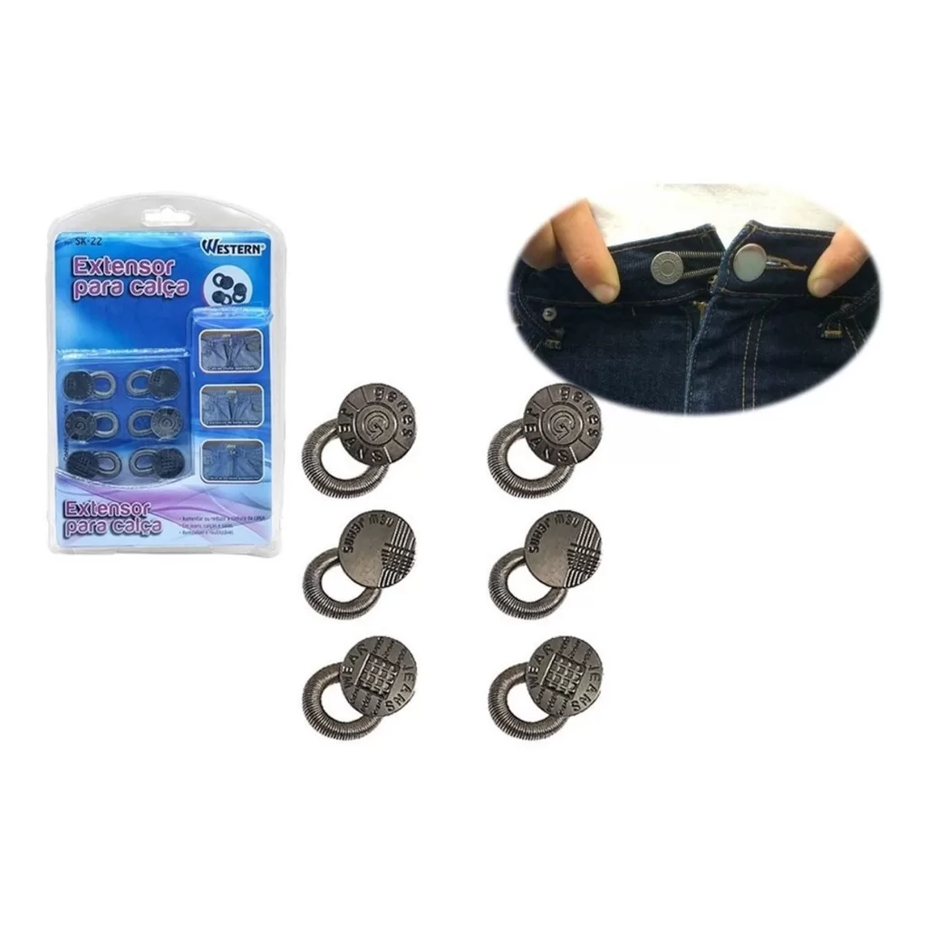 Kit 6 Botões Alargador Para Saia Calça Bermuda Gestante