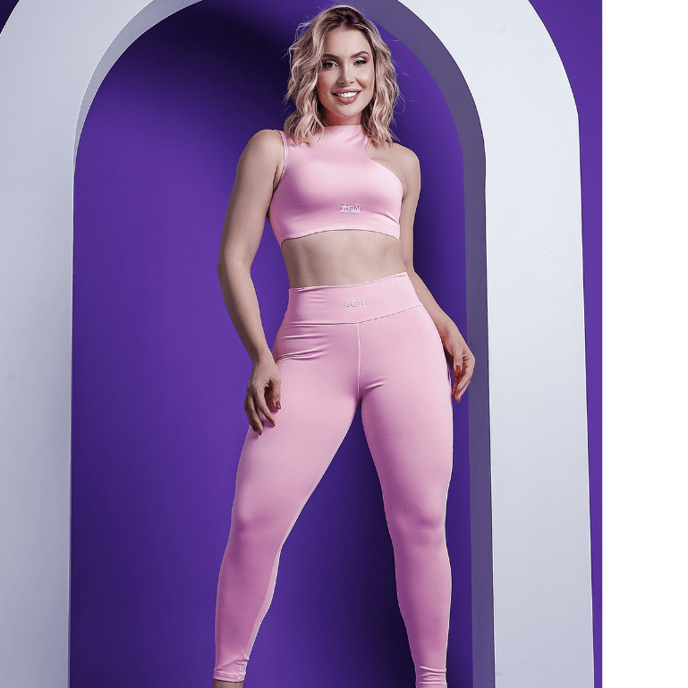 Conjunto Lux Rosa Pantera itness Academia Casual C