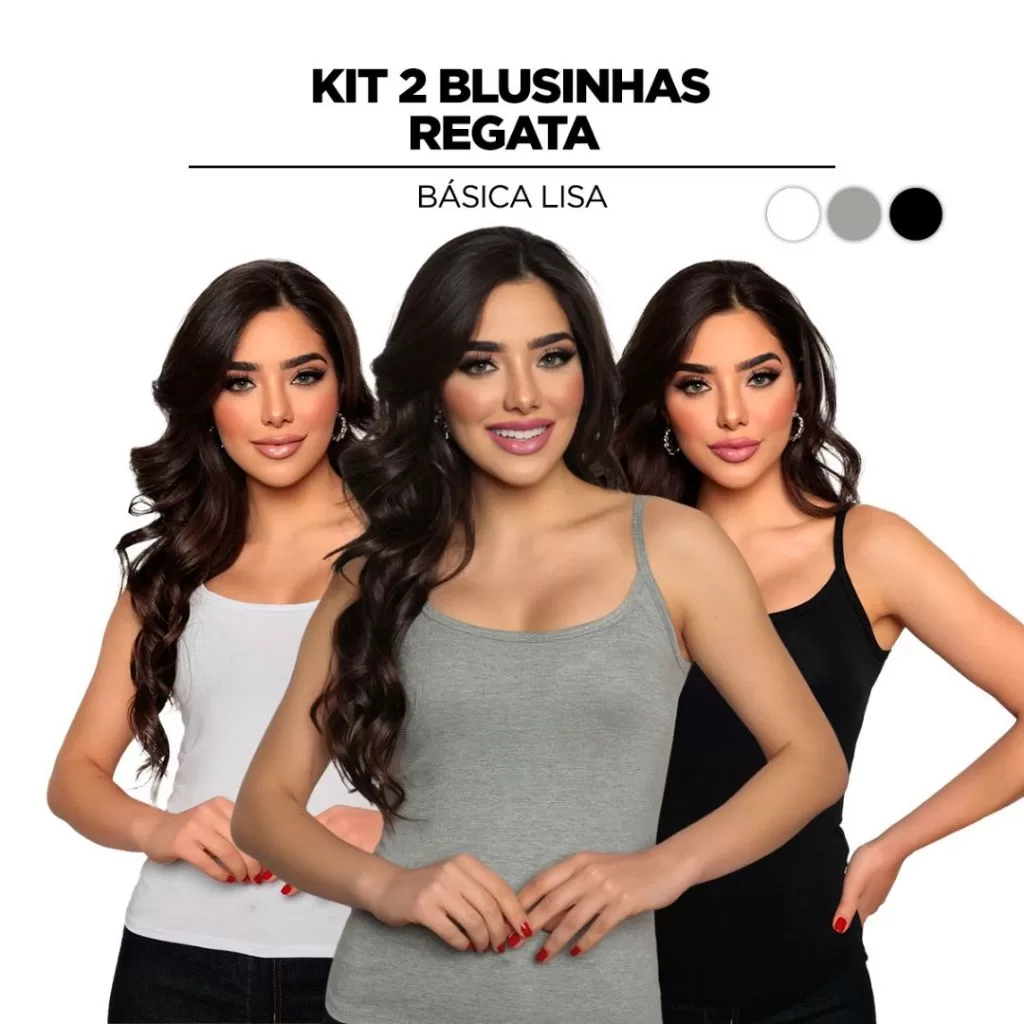 Kit 2 regatinhas de alcinhas blusas regatas de alcinha em malha Viscolaycra direto de fábrica