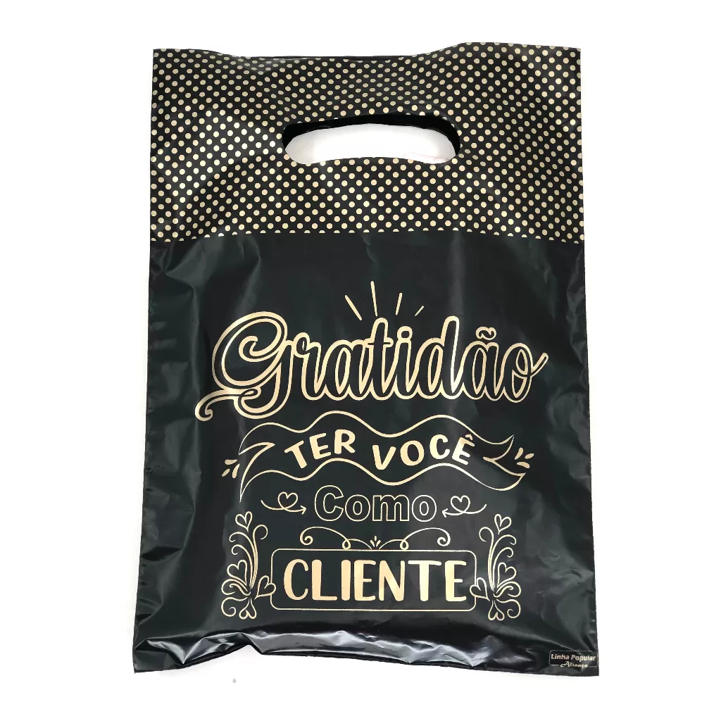50 Sacolas boca de palhaço 30x39cm Gratidão Cliente