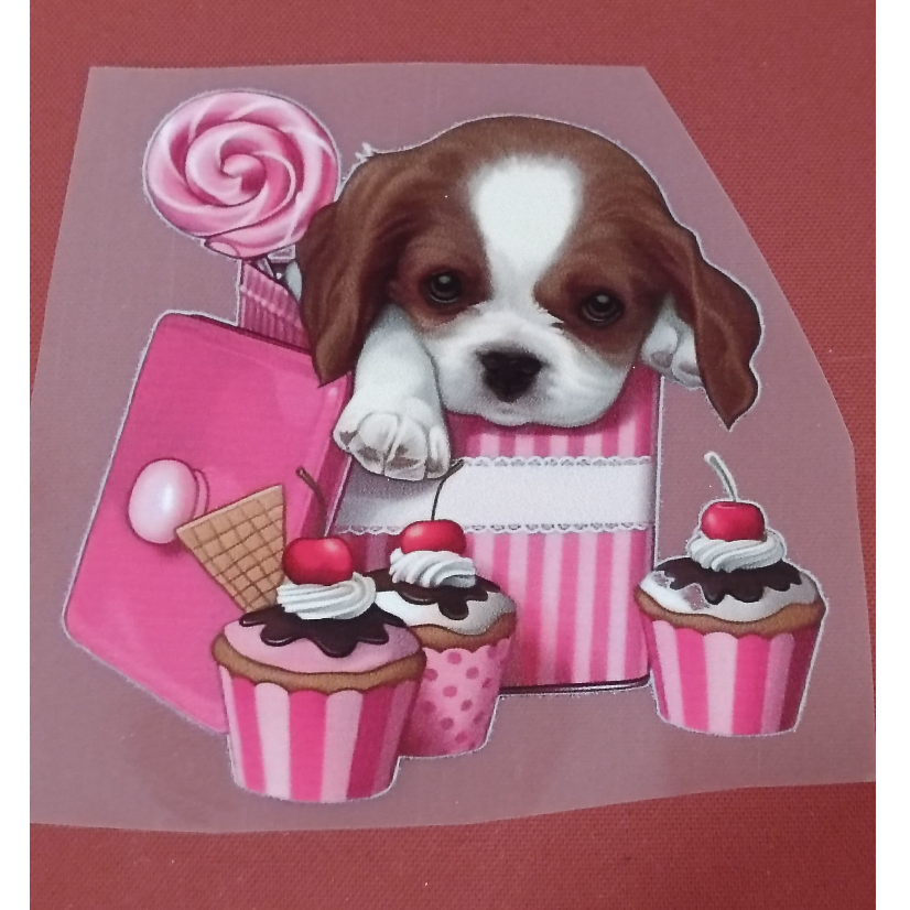 ESTAMPA DTF digital alta resolução termocolante para camisetas jaquetas blusas cachorro cupcake faci