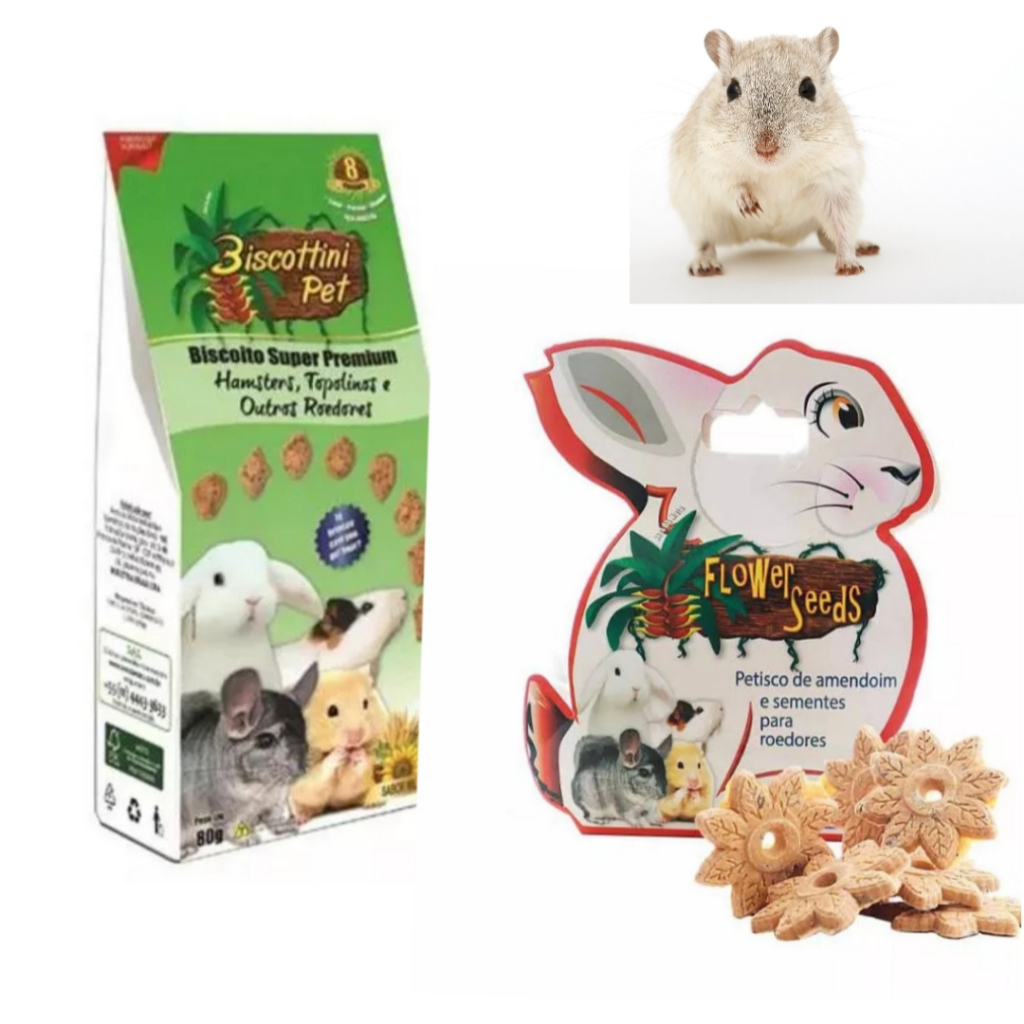 Kit Biscoitos Petiscos Roedores Hamsters Coelhos