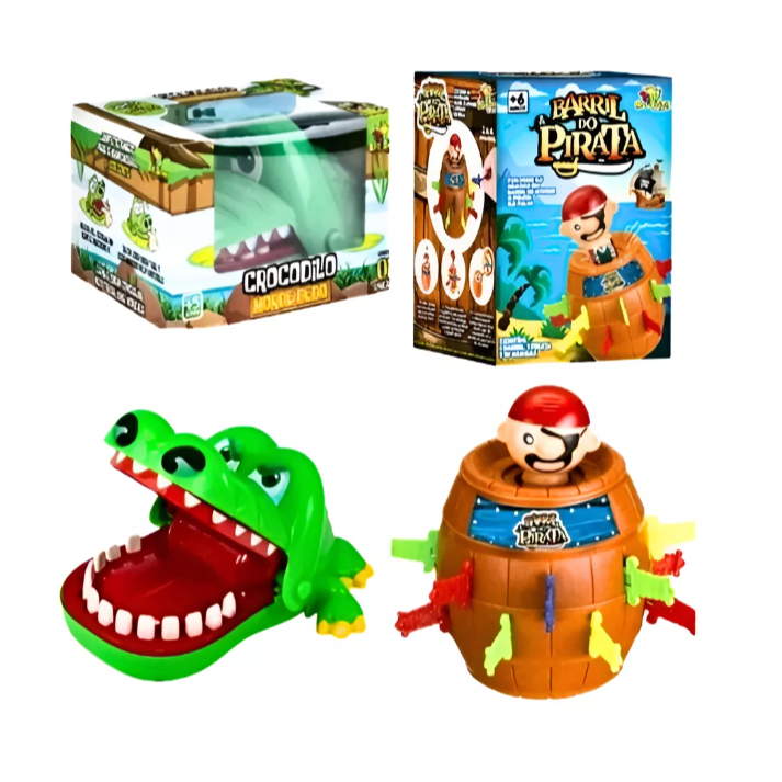 kit 2 Jogos Crocodilo Dentista Morde Dedo Quebra G