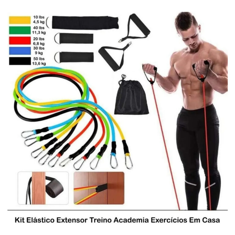 Kit 11 Elastico Extensor Treino Funcional Academia