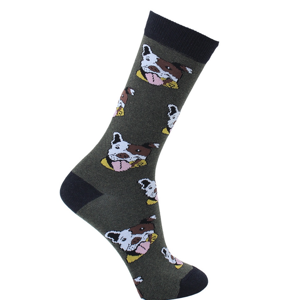 Meia Divertida Cano Longo Meia dog Oddo Verde Musgo Masculina/Feminina