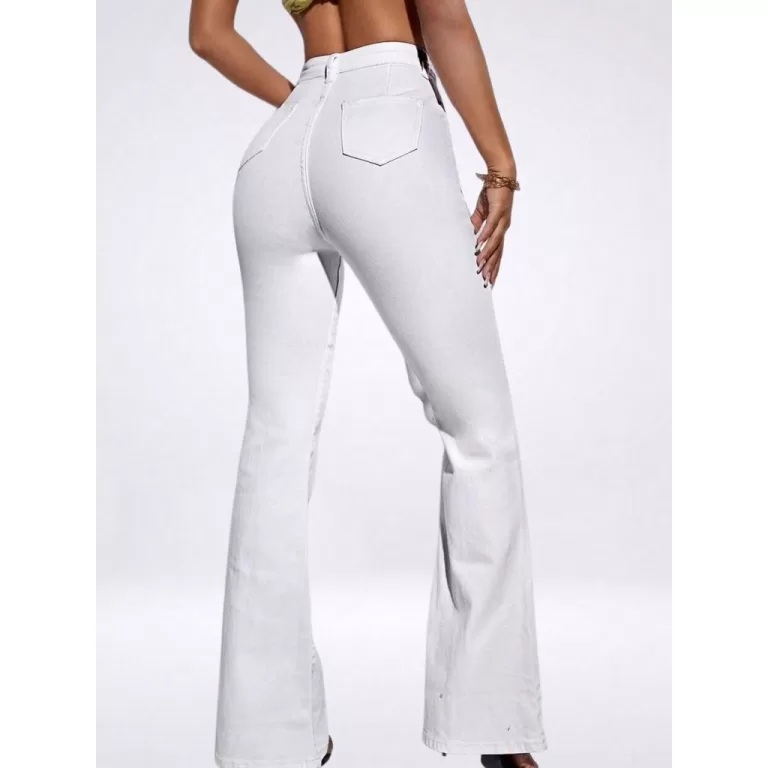 Calça Jeans Flare Modeladora Com Lycra Branca Boc