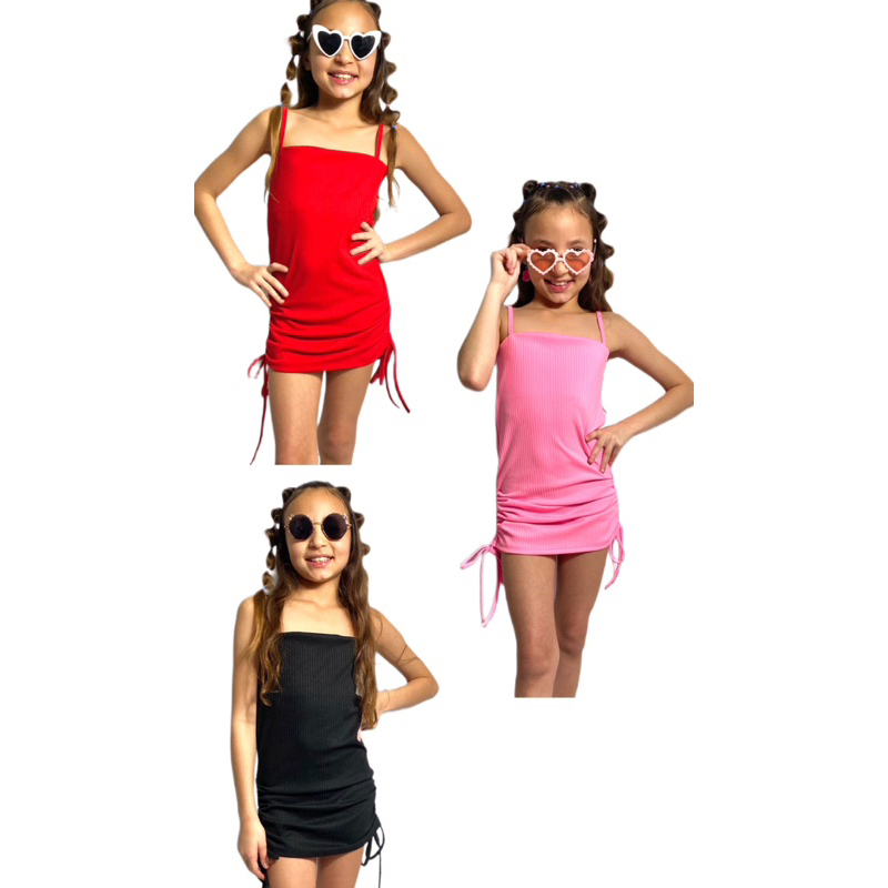 Kit 3 Vestidos Gringa Infantil Moda Menina Presente Natal E Ano Novo