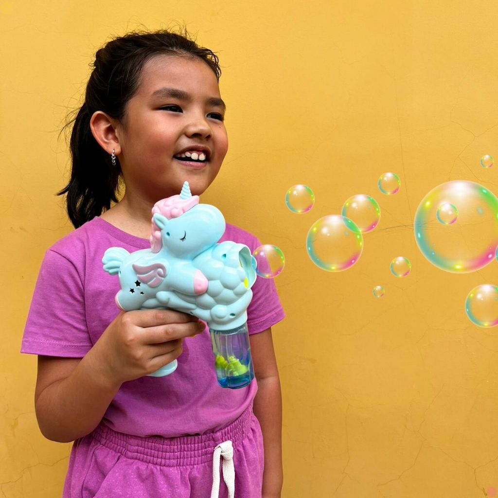 Kit 2 Lança Bolha Brinquedo Crianças Meninas Infantil Unicórnio Brinquedos Bolhas de Sabão Divertido