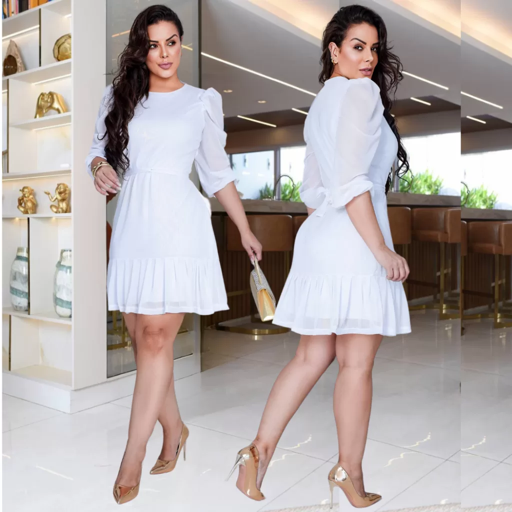 Vestido Tule Solto Com Cinto Removivel Moda Evangelica Casamento Batisado