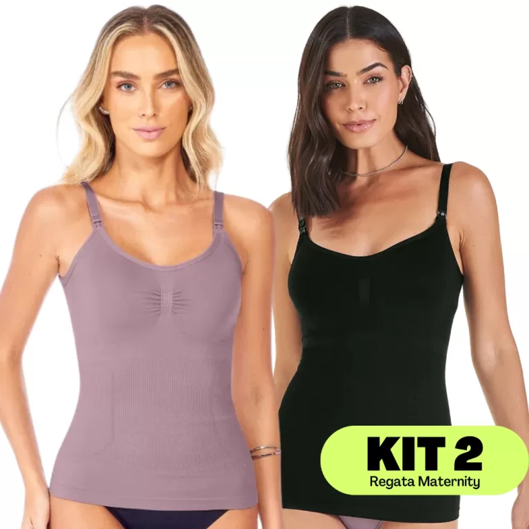 Kit 2 Camisetas Regata Amamentação Com Leve Comp