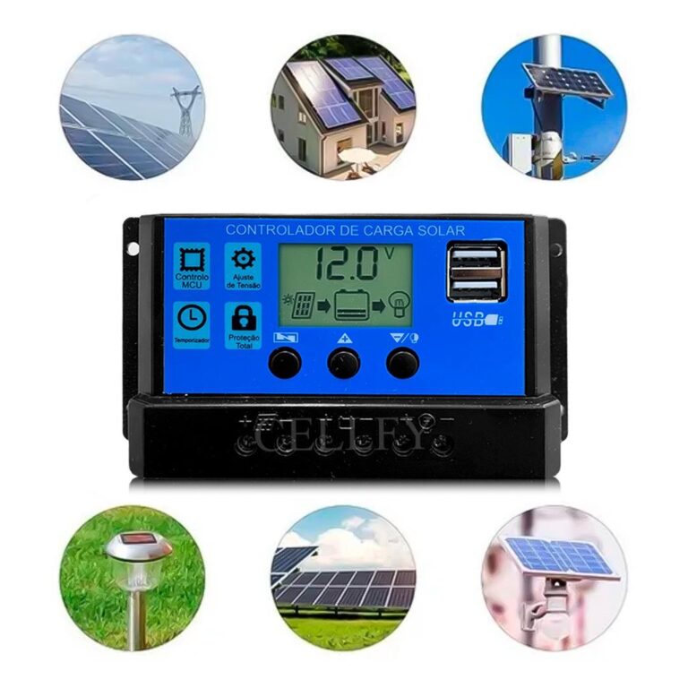 Voltímetro Painel Digital de Carga Solar USB 10A 