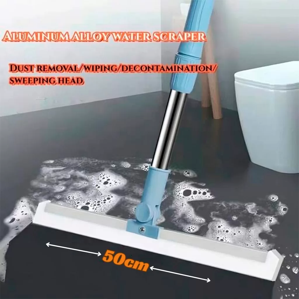 Rodo de Silicone 50cm Limpador de Vidro Piso Com Gancho Secos Molhado Uso Duplo 180° Cabo Ajustável