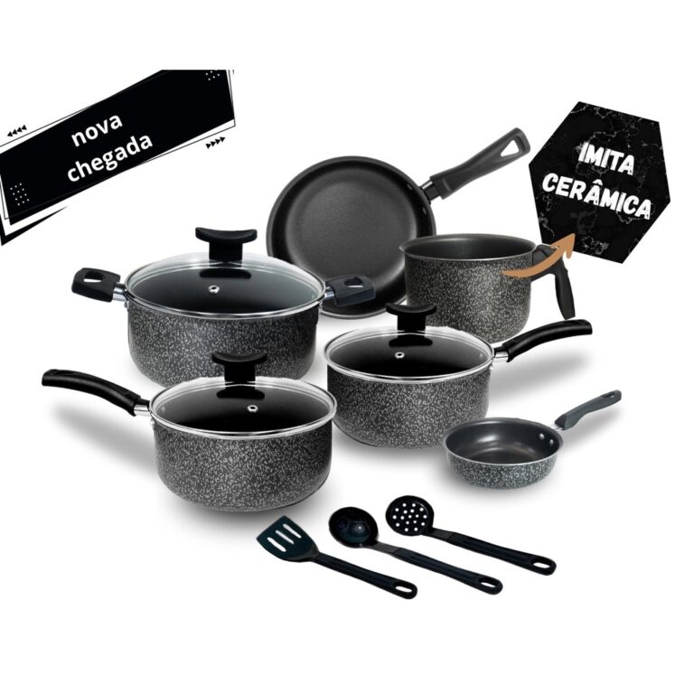 Jogo de Panelas Elegance Antiaderente Teflon 9 Pe