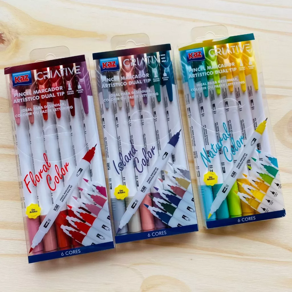 Pincel Marcador Dual Tip Criative Kaz 6 Cores