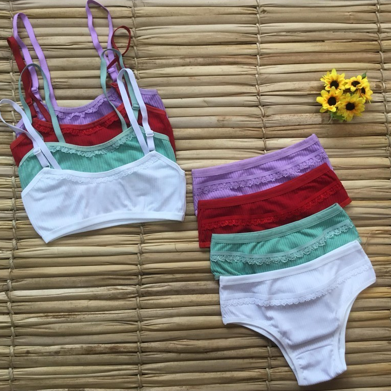 Conjunto Infantil Canelado Top e Calcinha em Algod
