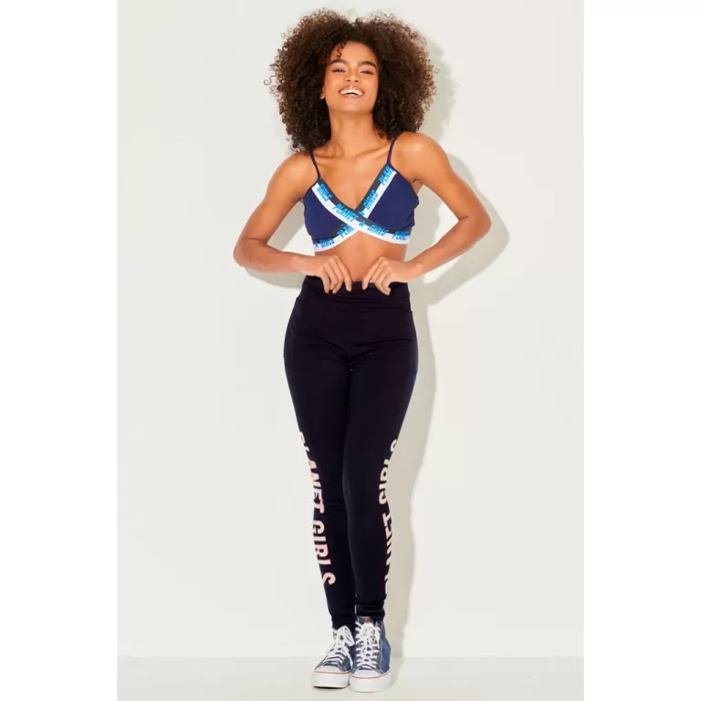 Calça Legging Estampa na Lateral Planet Girls Pre
