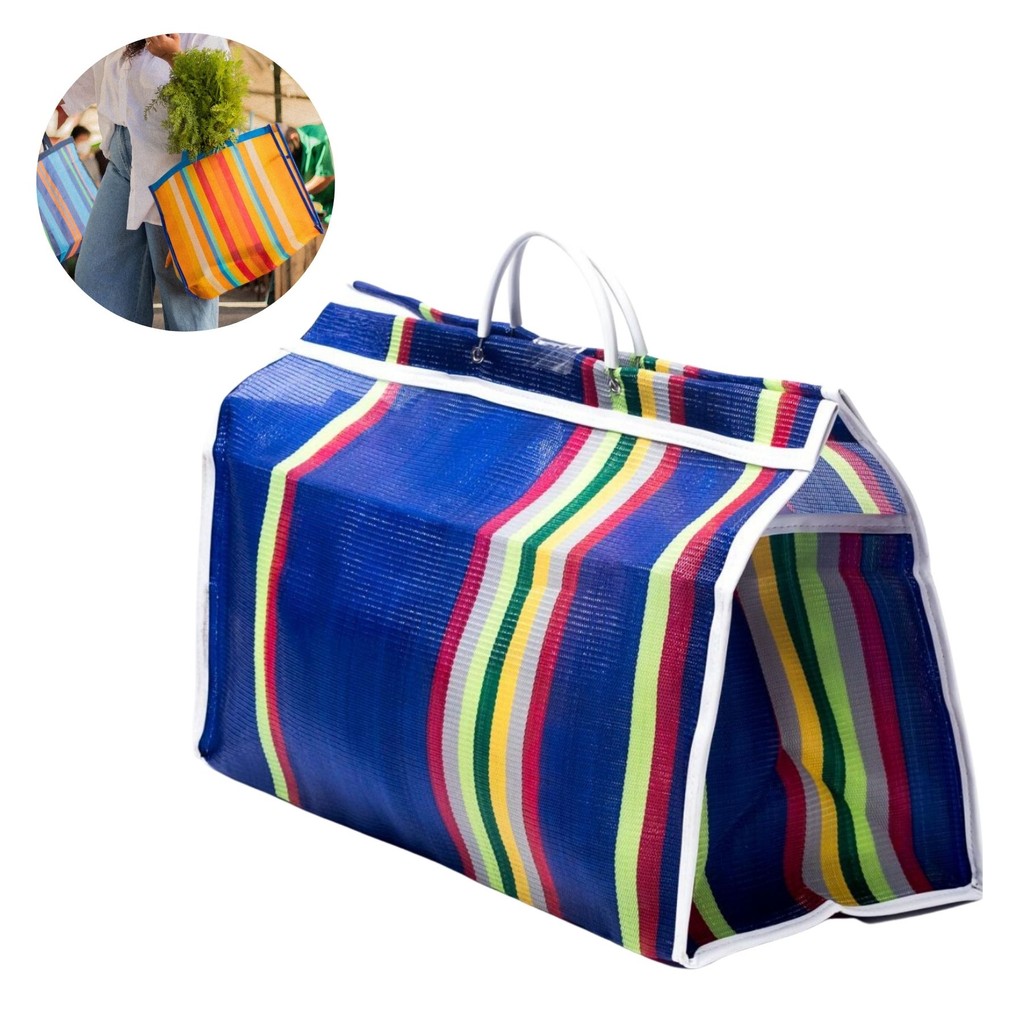 Kit 2 Sacolas De Compras Resistente Em Nylon Colorido