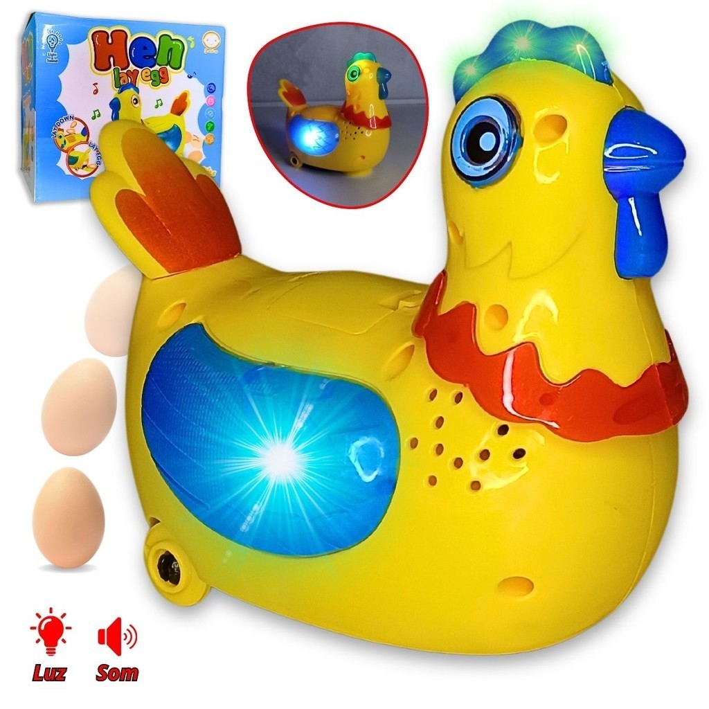 Brinquedo Galinha Bota Ovo Anda Com Som Música E Luzes