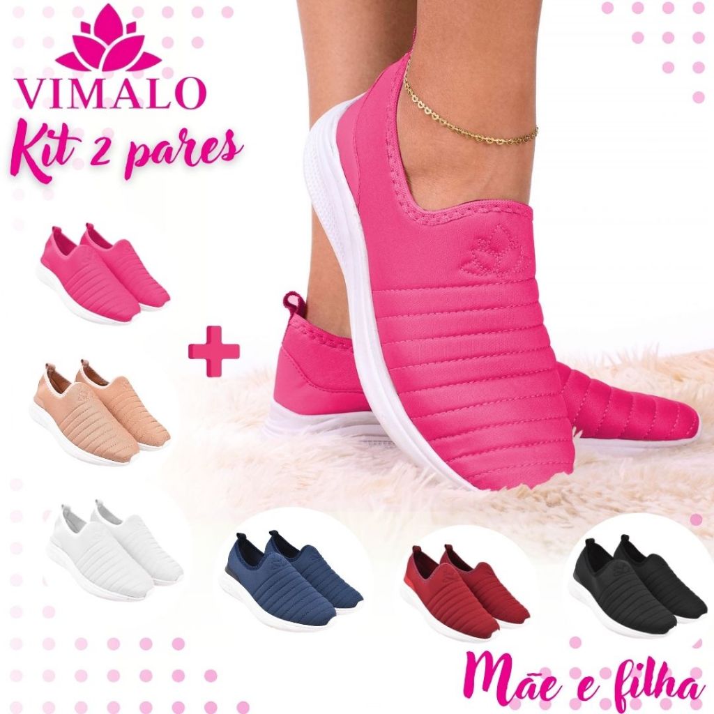 Kit 2 pares Tênis Jogging Feminino Vimalo VL02 PINK + ADICIONAL