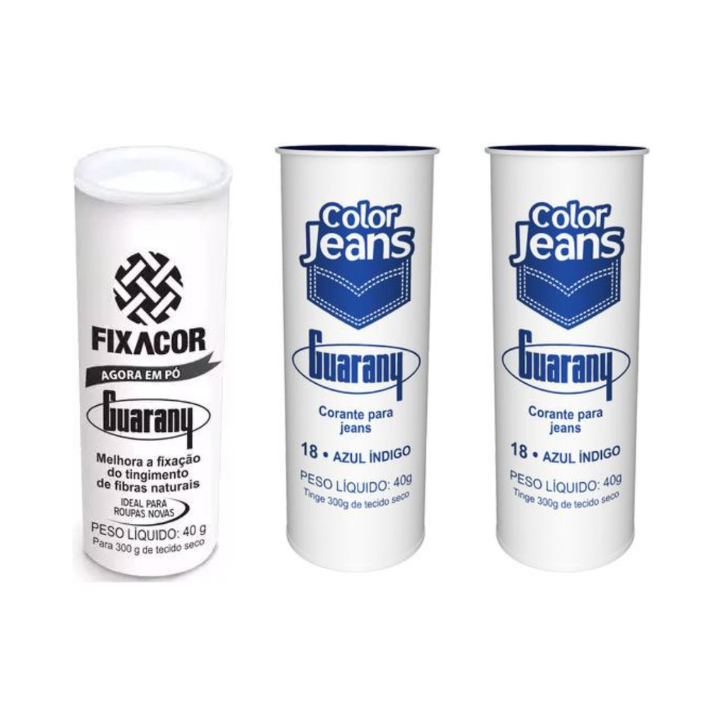 Kit FixaCor + 2 Corante Color Jeans Azul Indigo Guarany