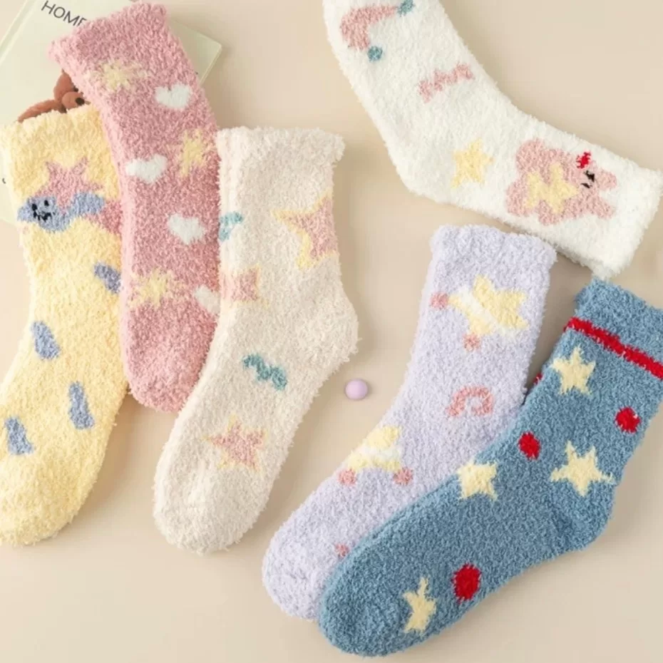 Kit ate 12 Pares Meias De Lã Felpuda Grossa Para Frio Quente Adulto Masculinas e Femininas