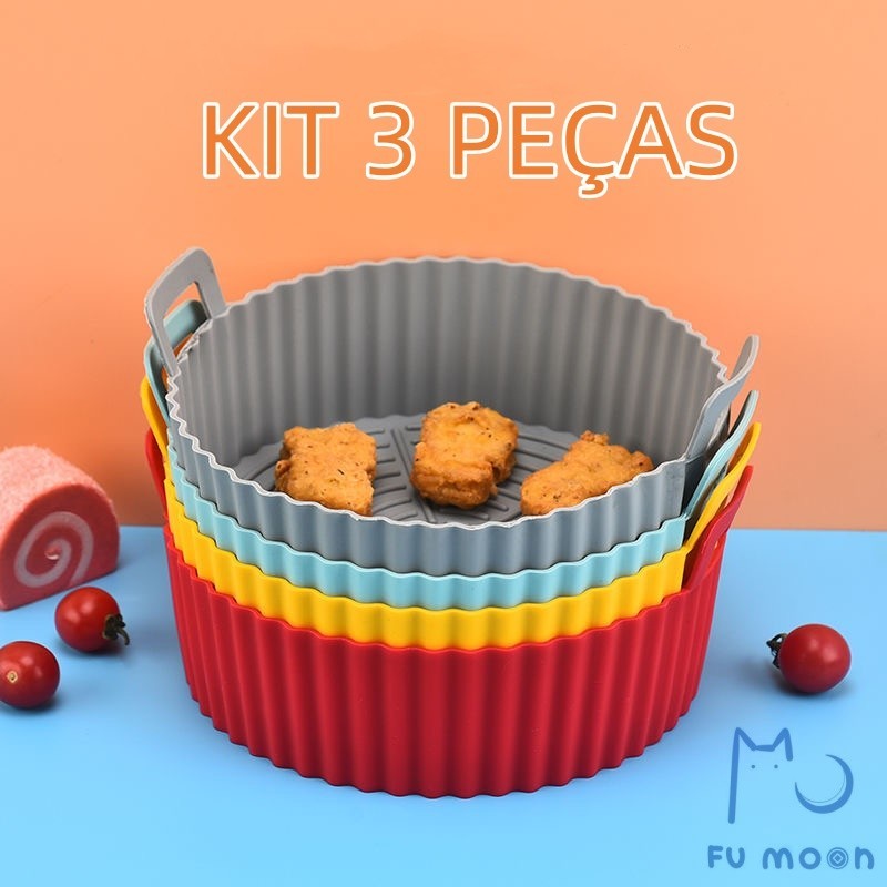 Forma De Silicone Para Air Fryer Forno Microondas Fritadeira Assadeira  Reutilizável Antiaderente Fl