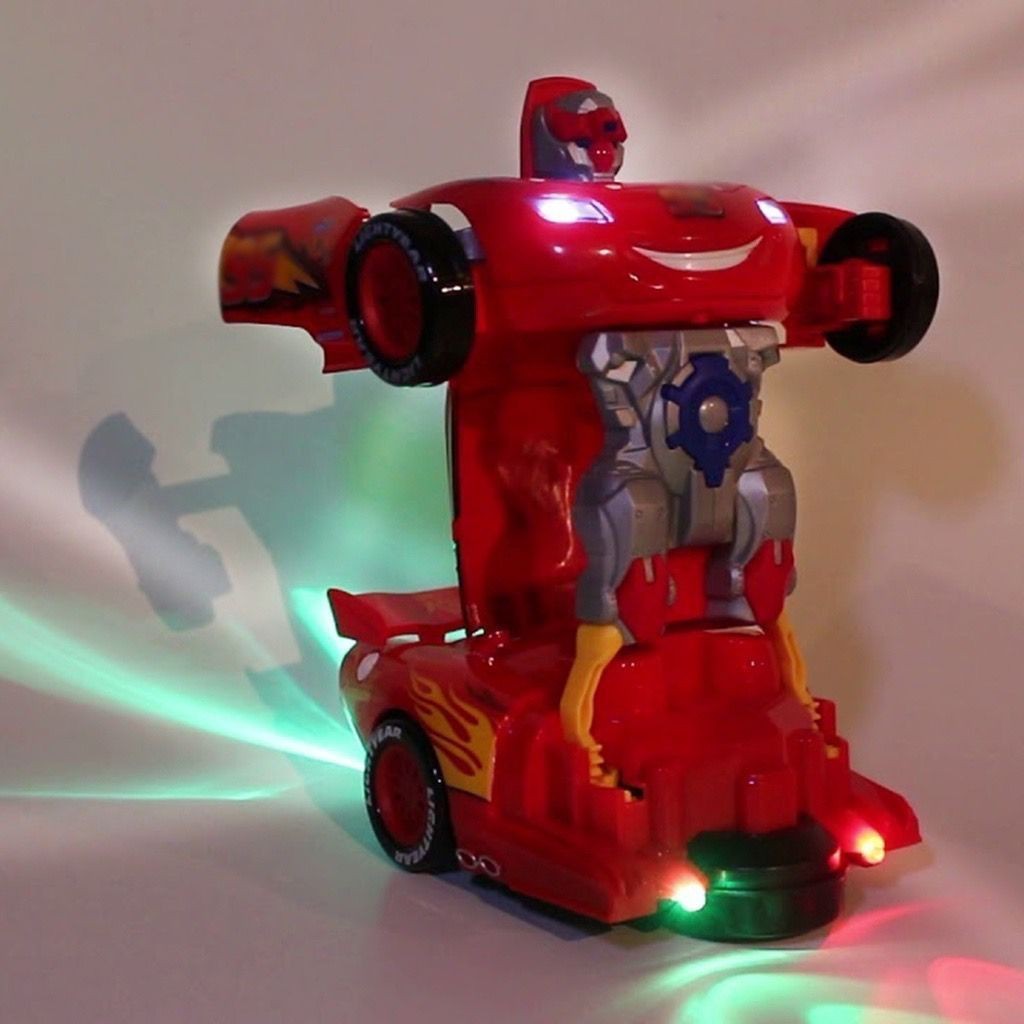 Carrinho Relâmpago McQueen Robô Transformável com Luz e Som Brinquedo Infantil Automático 360°, Pre